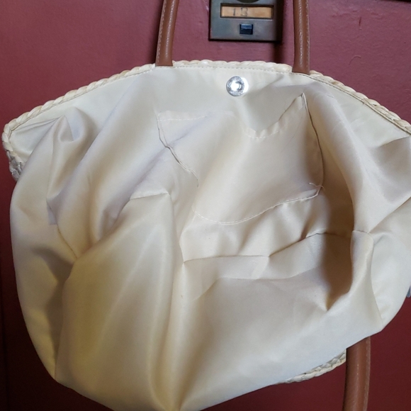 NEW Green And Cream Straw Handbag/Tote - Picture 11 of 12